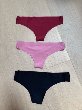 sophie b. Trio of Seamless Thong Underwear in Wine, Pink, and Black